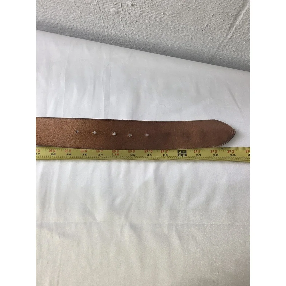 DUNCAN LAURIE Vintage Solid Brass Arrow BELT BUCKLE And Leather Belt 1971 Rainbo